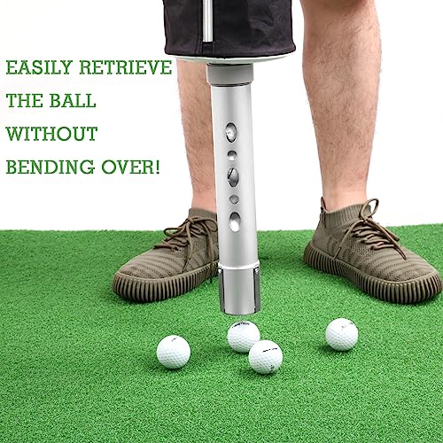 HOW TRUE Golf Ball Shag Bag with Aluminum Handle and Frame | Shag Bag for Golf Balls Golf Ball Retriever | Hold up to 70 Balls (Black)