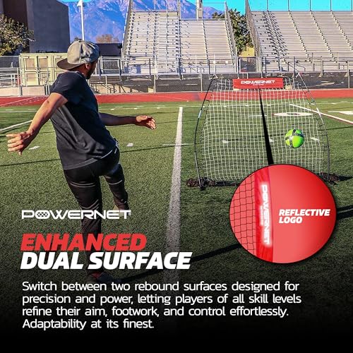PowerNet Rebounder Training Net for Soccer, Baseball, Softball & Lacrosse, Angled Multi-Sport Rebounder, Portable Dual-Side Bounce Back Soccer Net