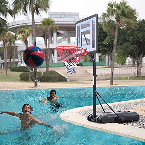 Ktaxon Poolside Basketball Hoop, Adjustable Height 45-53" Swimming Pool Upgraded Portable Basketball Hoop Stand with Fillable Base