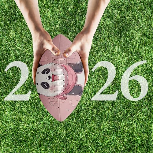 American Football, Official Size 11.9 x 7.3 Inch, Premium Composite Leather High-Grip Ball with Pro-Style Lacing, Unique Prints for Training, Games & Gifts - color: Panda Pink