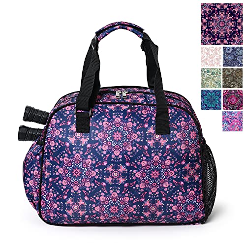 Boulder Bee Pickleball Bags, Premium Pickleball Tote Bag for Girls, Women’s Hand/Shoulder Gym Bag w Water Bottle Holder, with Pickleball Racquet/Paddle Holder - color: Baroque