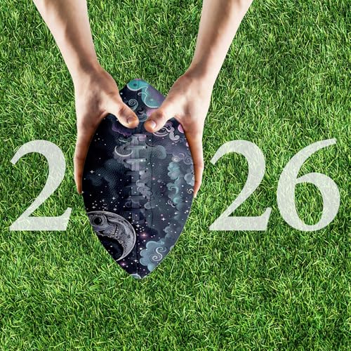 American Football, Official Size 11.9 x 7.3 Inch, Premium Composite Leather High-Grip Ball with Pro-Style Lacing, Unique Prints for Training, Games & Gifts - color: Skull Moon Nebula