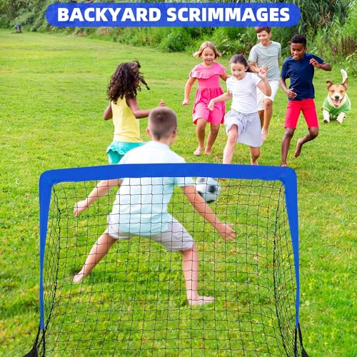 HAFHAF Soccer Goals, 4x3 ft Portable Kid Soccer Goals for Backyard with Ball, Ladder, and Cones Pop Up Soccer Net Soccer Set for Kids Age Youth and Toddler Games, Sports Outdoor Indoor