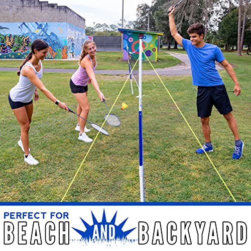 Franklin Sports Volleyball + Badminton Sets - Beach + Backyard Game Set - Volleyball, Pump, Badminton Rackets, Birdies, Net + Poles Included - style: Recreational Badminton/Volleyball Set