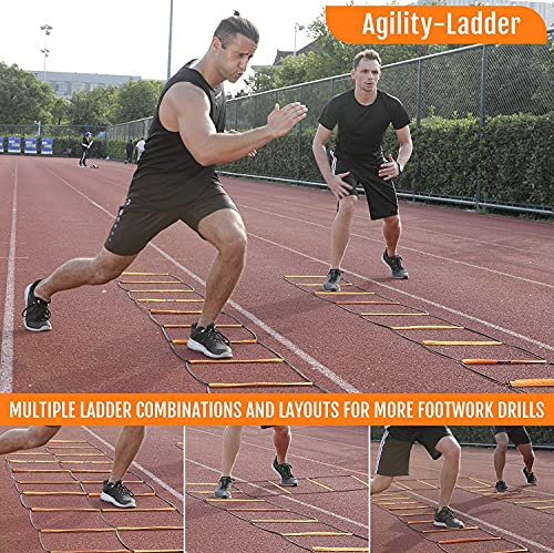 Agility Ladder, Agility Training Equipment, Soccer Speed Ladder, Football Footwork Ladder, Workout Ladder for Kid Adult, Foldable Instant Set-up & Tangle-Free & Carry Bag(4/8/8+4/12 Rung) - size: 8 rung