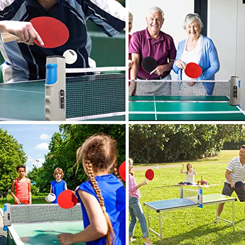 GSE Games & Sports Expert Adjustable Retractable Ping Pong Net Set & Post. Professional Table Tennis Rackets and Balls, Net with Posts and Storage Bag - Pingpong Paddle and Game Table Accessories. | Adjustable