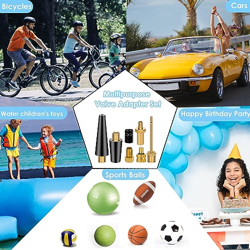 14PCS Bicycle Valve Adapter DV SV AV Converter,Presta Schrader Valve Adapter, Ball Pump Needle, Inflation Needle, Tire Valve Caps,Air Pump Needle Set for All Bike,Sports Ball,Pump,Inflatable Equipment