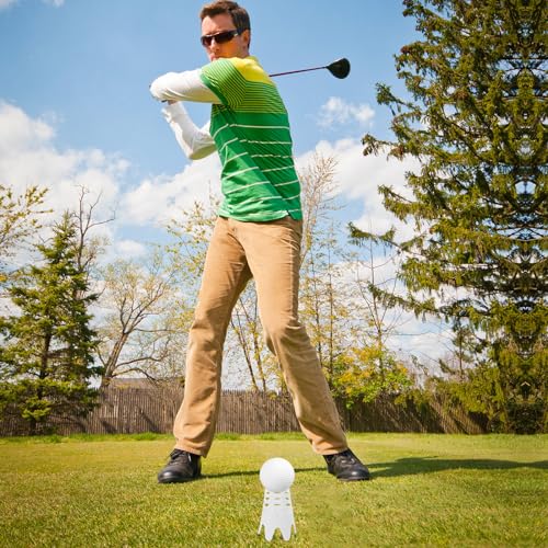 20pcs Golf Tees, Plastic Golf Simulator Tees Practice Golf Tees Indoor Outdoor White Rubber Golf Mat Tees Golf Training Accessories for Home Outside Winter Turf Driving Range (10 Tall + 10 Short)