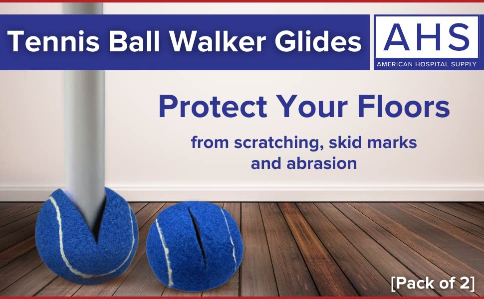 AHS American Hospital Tennis Balls for Walker Legs Tennis Balls for Walkers for Seniors | Complete Support & Surface Protection | Pack of 4 Precut (Blue)