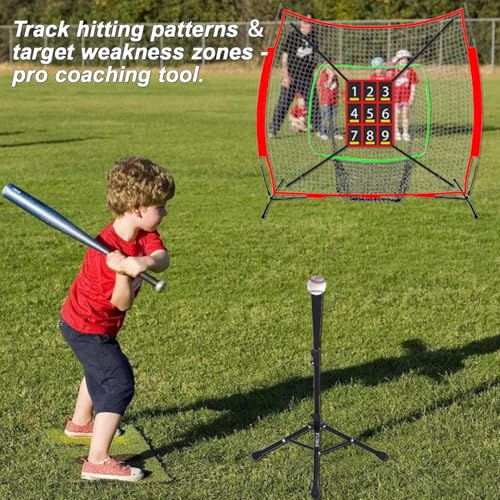 9-Section Numbered Strike Zone Trainer for Baseball & Softball | Adjustable 19"x27" Pitching Target Net to Improve Pitching Control & Hitting Accuracy for All Ages.