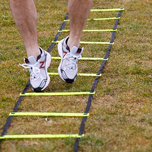 Fitness Health Gym Workout Equipment Sets for Exercise - Includes 1x4 Meter Agility Ladder, 60 Agility Multicolor Cones, 2 Resistance Bands, 3 PCS of Heavy Duty PVC Pipe Training Hurdles