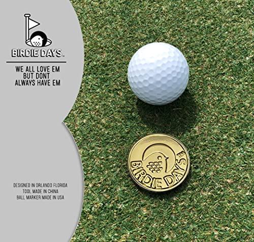 Ball Marker and Magnetic Divot Tool Gift Sets | Antique Silver or Brass Finish | 2 Markers | 1 Multi-Functional Golf Divot Repair | Bottle Opener | Groove Brush Cleaner | Premium Gift Box - color: Brass Set