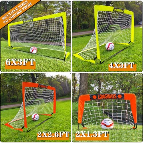 LOMGWAYS Soccer Goal – Foldable Frame Net for Kids + Youth – Indoor + Outdoor Soccer Goal with Carry Bag – Easy Set up – Multiple Sizes for Practice & Games - size: 2x2.6FT(Size 1 Ball)