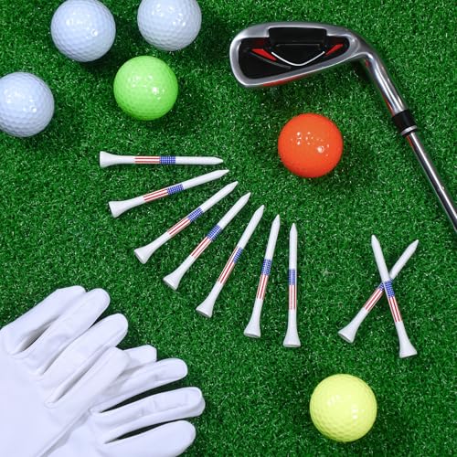 Mudder 600 Pcs Golf Tees USA American Flag Golf Tees Bulk Long Bamboo Red White and Blue Patriotic Tee for Men Women - size: 3-1/4", style: Classic
