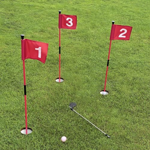 Golf Flagstick for Portable Sectional Yard - Foldable Golf Pin Flag with Putting Flag Ideal for Backyard Practice - color: red-flag