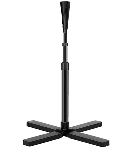 TARUMG Portable Batting Tee for Baseball/Softball, Height Adjustment from 25-47 inches, Heavy Duty Baseball Tee with Detachable Rubber Top, Easy Assembly Hitting Tee for Kids/Youth/Adults - style: Plus&Black 25“-47”