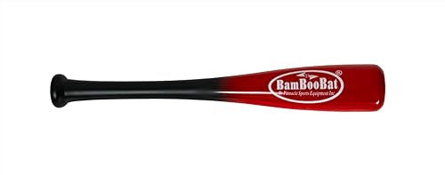 BamBooBat by PINNACLE SPORTS EQUIPMENT INC. Adult Baseball and Softball Wood One Hand Training Bat- 18 Inch or 21 Inch - color: Black Handle / Red Barrel, size: 21 Inch