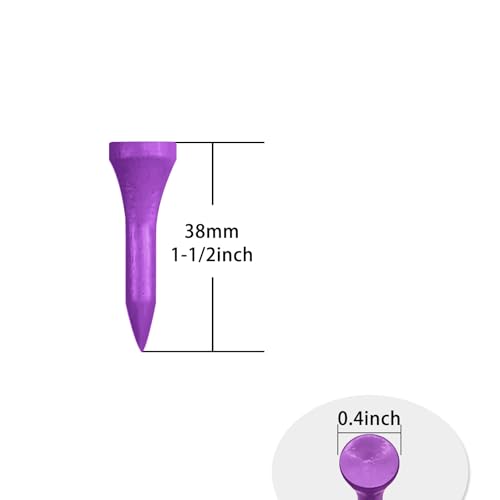 Wooden Golf Tees 3-1/4", 2-3/4", 1-1/2" Available,100 Count (Natural Color, White, Black, Blue, Red, Pink) - color: Purple, size: 1 1/2 inch