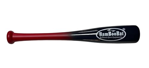 BamBooBat by PINNACLE SPORTS EQUIPMENT INC. Adult Baseball and Softball Wood One Hand Training Bat- 18 Inch or 21 Inch - color: Red Handle / Navy Barrel, size: 21 Inch