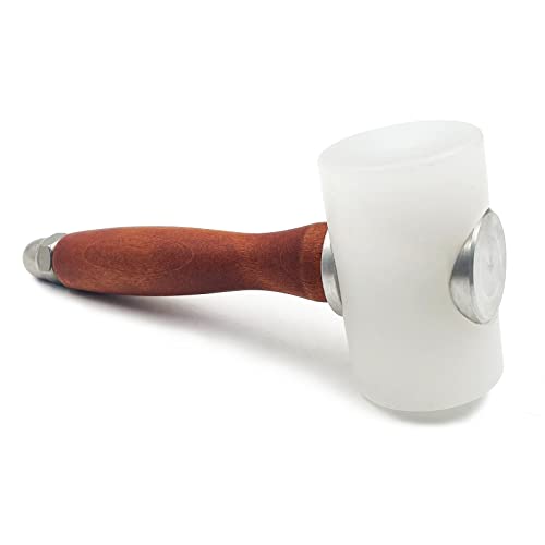 Leather Carving Hammer Mallet Wood Handle Nylon Hammer Mallet for Leathercraft Leather Carving DIY Leathercraft Mallet, Nylon T Head Wood Handle 7.4 Inch - color: Brown and White