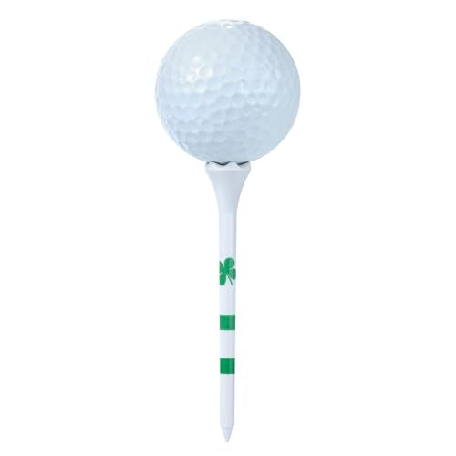 NorthPointe Four Leaf Clover/Shamrock 3 ¼” Plastic Golf Tees - 100 Tees in Bulk - color: White and Green