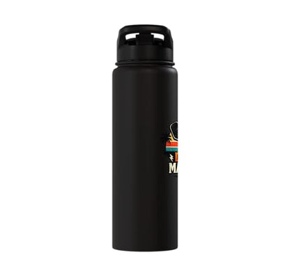 Dink Master Funny Pickleball Player Paddle Sports Stainless Steel Insulated Water Bottle - color: Black