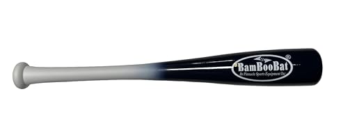 BamBooBat by PINNACLE SPORTS EQUIPMENT INC. Adult Baseball and Softball Wood One Hand Training Bat- 18 Inch or 21 Inch - color: White Handle / Navy Barrel, size: 21 Inch