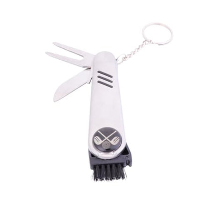 6 in 1 Golf Multifunctional Divot Repair Tool Set Stainless Steel Gadget with Ball Marker Groove Cleaner and Keychain for Golfers Portable Accessory for Course Maintenance