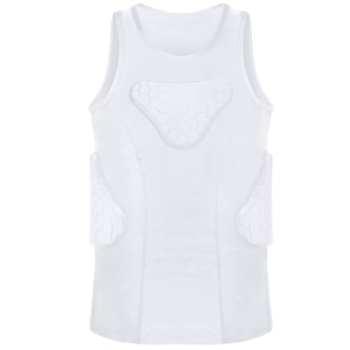 Youth Padded Compression Shirt Rib Protector for Football Protective Gear Baseball Padded Shirt Kid Child Boys - color: White Vest, size: Small