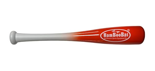 BamBooBat by PINNACLE SPORTS EQUIPMENT INC. Adult Baseball and Softball Wood One Hand Training Bat- 18 Inch or 21 Inch - color: White Handle / Orange Barrel, size: 21 Inch