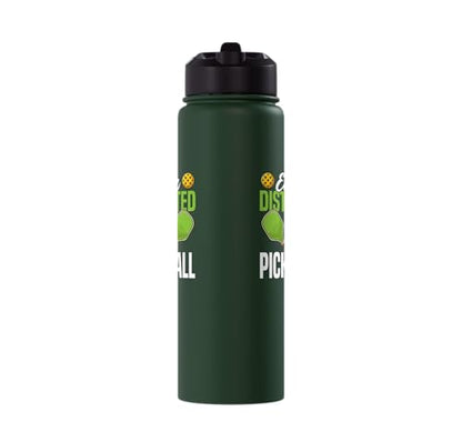 Funny Pickleball Paddle Easily Distracted By Pickleball Stainless Steel Insulated Water Bottle