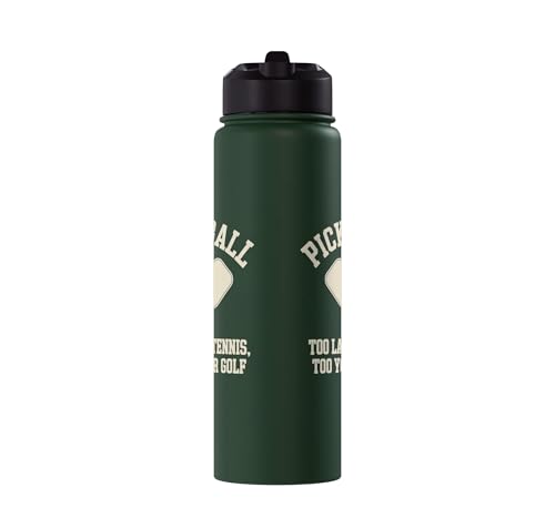 Pickleball Player Too Lazy For Tennis Too Young For Golf Stainless Steel Insulated Water Bottle - color: Dark Green