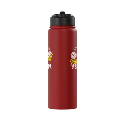 Funny Pickleball Pun Paddle I Might Have A Dinking Problem Stainless Steel Insulated Water Bottle - color: Red