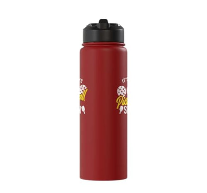 Funny Pickleball Pun Paddle I Might Have A Dinking Problem Stainless Steel Insulated Water Bottle - color: Red