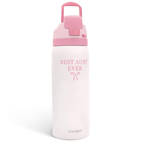 Aunt Insulated Stainless Steel Water Bottle with Straw for Sports and Travel, Best Aunt Ever, 32oz, Gifts for Women Mother's Day Birthday Christmas - color: Aunt