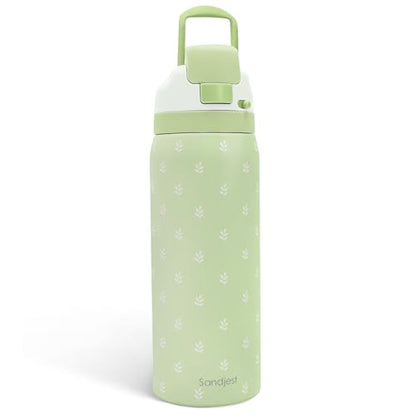 Botanical Insulated Stainless Steel Water Bottle with Straw for Sports and Travel, 32oz, Gifts for Women Girls Friends Teens Birthday Christmas - color: Botanical