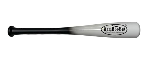 BamBooBat by PINNACLE SPORTS EQUIPMENT INC. Adult Baseball and Softball Wood One Hand Training Bat- 18 Inch or 21 Inch - color: Black Handle / White Barrel, size: 21 Inch