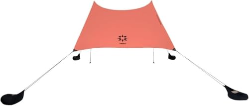 Neso Grande Portable Beach Tent Sun Shelter - Lightweight Beach Shade Canopy - Easy Setup for Family Outings - Patented Reinforced Corners - UPF 50+ Sun Protection - 7ft Tall, 9 x 9ft - color: Coral