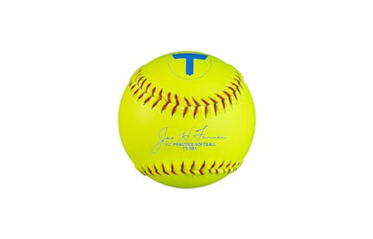 Tanner Tee 12 Inch Softballs 1/2 Dozen (6 ea) Practice Softballs with Synthetic Yellow Leather Cover, Red Stitching, and Poly Core Center for Fastpitch Softball and Slowpitch Softball
