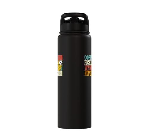 Funny Pickleball Paddle Just One More Game Stainless Steel Insulated Water Bottle - color: Black