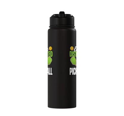 Funny Pickleball Paddle Easily Distracted By Pickleball Stainless Steel Insulated Water Bottle