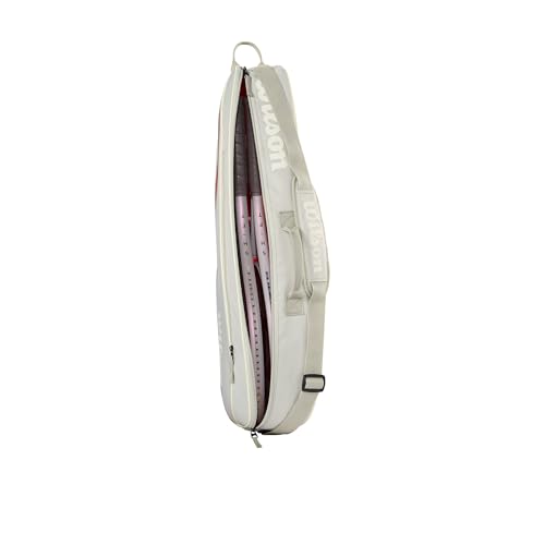 WILSON 2025 Team Tennis Racket Bags - color: Oats/Red, size: Holds up to 3 Rackets