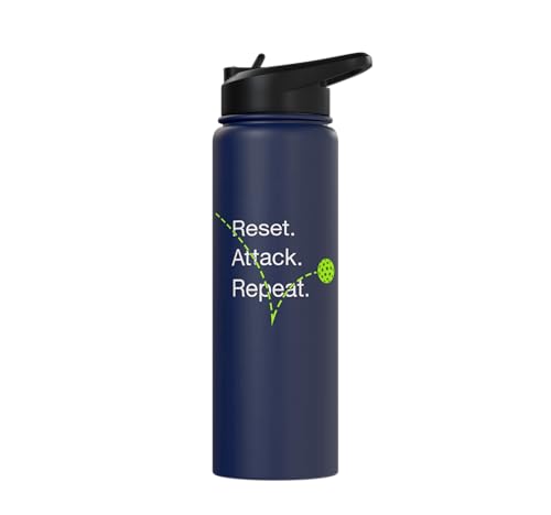 Reset Attack Repeat Competitive Pickleball Accessories Stainless Steel Insulated Water Bottle - color: Navy Blue