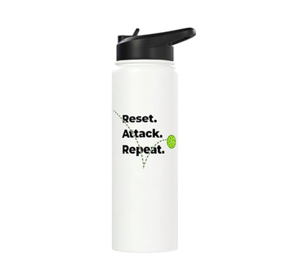 Reset Attack Repeat Competitive Pickleball Accessories Stainless Steel Insulated Water Bottle
