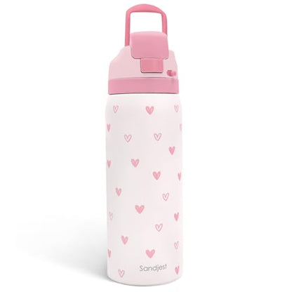 Heart Insulated Stainless Steel Water Bottle with Straw for Sports and Travel, 32oz, Gifts for Women Girls Friends Teens Birthday Christmas - color: Heart