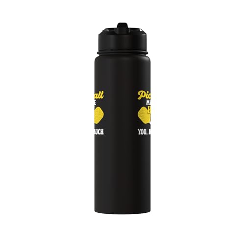 Funny Pickleball Paddle Easily Distracted By Pickleball Stainless Steel Insulated Water Bottle - color: Black