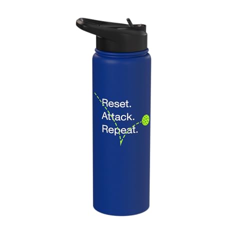Reset Attack Repeat Competitive Pickleball Accessories Stainless Steel Insulated Water Bottle - color: Royal Blue