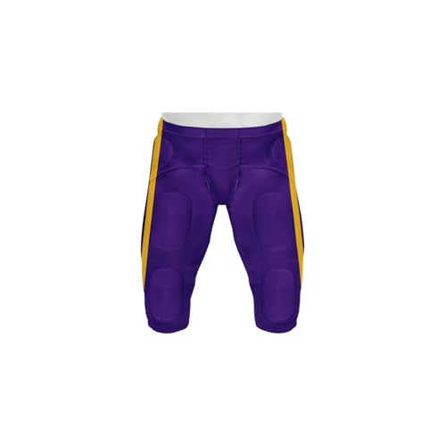 Youth Football Practice Jersey, Custom Blank Kids Practice Football Uniform Sportswear for Boys Training Games - color: Purple Gold White