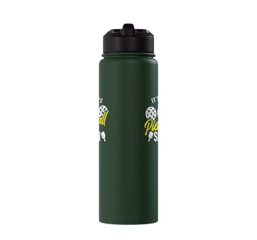 Funny Pickleball Pun Paddle I Might Have A Dinking Problem Stainless Steel Insulated Water Bottle - color: Dark Green
