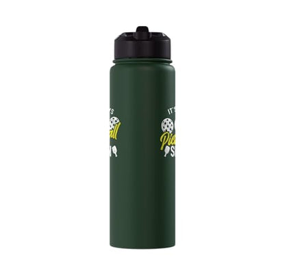 Funny Pickleball Pun Paddle I Might Have A Dinking Problem Stainless Steel Insulated Water Bottle - color: Dark Green